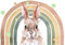 Hase Wandtattoo, Hasen-Wandaufkleber, Wandtattoo fürs Kinderzimmer, Wandtattoo für Mädchen, Wandtattoo Regenbogen, Wandaufkleber mit bunten Punkten