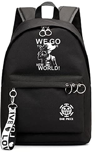 Gumstyle Anime One Piece Monkey D Luffy Backpack Book Bag Laptop School Bag Women Girls Cosplay Daypack Rucksack Bag Black/17