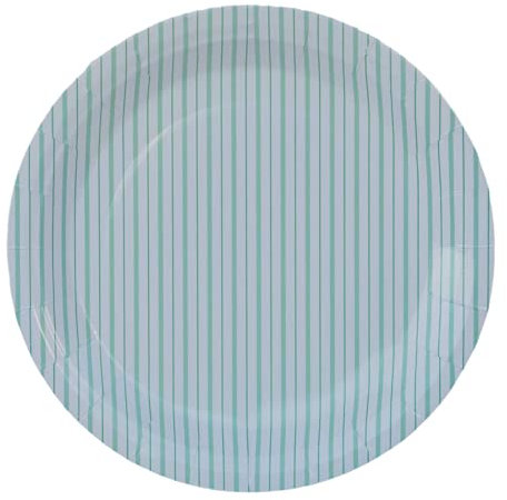 Platos grandes de papel menta (juego de 8) | Platos de cena verde menta | Vajilla de menta | Platos de fiesta a rayas | Platos de papel pastel