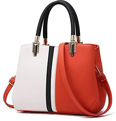 FANDARE Elegante Damen Umhängetaschen Schultertasche Frauen Handtasche PU Leder Wasserdicht für Büro Einkauf Arbeitstasche Reisen Henkeltaschen Crossbody Bag Orange