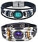 2Pcs Multilayer Constellation Zodiac Leather Bracelet Handmade Woven Zodiac Sign Wrap Bracelet Wristband for Women Men Jewelry Birthday Gift, Adjustable, 21cm (8.26') and 21.7cm (8.5'), Leather, no
