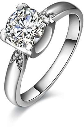 Musihy Wedding Ring, Couple Ring Solitär Ring Zirkonring Zirkonia Weiß Ringgröße 55 Mutter Geschenke