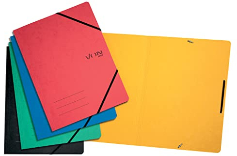 VON Leitz 5er Pack Eckspanner A4, Recycling-Karton, Für 150 Blatt, Mappe mit Gummizug, Mit modernem VON-Aufdruck, Leichter Ordner für Schule & Zuhause, Mehrfarbig, 5 Stück, 30111099