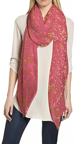 Lina & Lily Goldfarbener Glitzer Blumenmuster Folienschal Hijab leicht, rose, One size