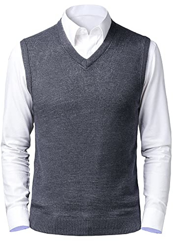 Btmpmcs Gilet Maglione Senza Maniche da Uomo Pullover in Maglia di Lana con Scollo a V Classico Panciotto Cardigan Canotte Smanicato Pullunder per Autunno Inverno