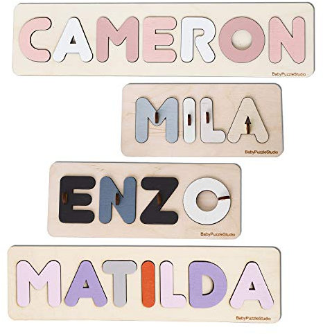 Personalisiertes Namens-Puzzle mit Wäscheklammern, Baby-Geschenk, 1. Geburtstag, Kindergeschenk, Pastell-Puzzles für Kleinkinder, erstes Weihnachten