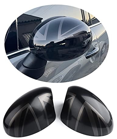 Lo stile del UK Accessori Esterni Auto Copertura specchietto laterale, Adesivo per calotta specchietto per mini Cooper One/S/JCW Serie R R50 R52 R53 2002–2006(Union Jack Nero)