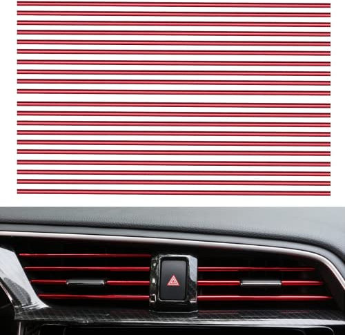 20 Stück Auto LüFtungsschlitz Dekoration,Auto Innenraum ZubehöR,Auto Luftaustritt Verkleidung,Auto Styling LüFtungsgitter Zierleiste,Auto ZubehöR Innenraum für die Meisten LüFtungsschlitze(Rot)