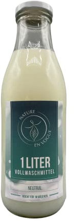 Nature en Vogue I Vollwaschmittel Neutral I 1 Liter in einer Glasflasche | ausreichend für mindestens 18 Waschladungen | mikroplastikfrei und vegan I biologisch abbaubar I made in Bremen