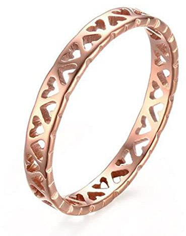 YAHOYA Donna Fashion Small Ring in Acciaio Inossidabile Oro Rosa Cuore Amore Anello mignolo Dimensione Anello