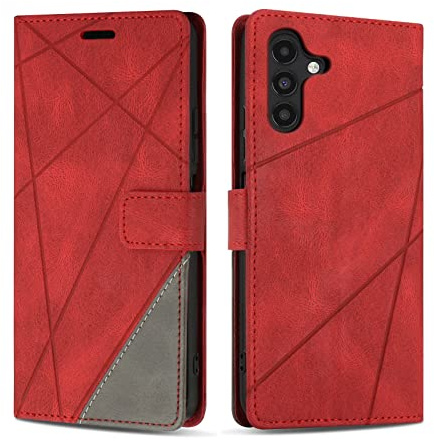 SONWO Coque pour Galaxy A54 5G, Protection Housse Etui en Cuir PU Portefeuille Livre pour Galaxy A54 5G, Emplacements Cartes, Fonction Support, Rouge