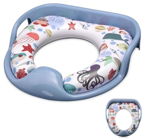 Lorelli Toilettensitz weich, Handgriffe, gepolstertes Sitzkissen, Spritzschutz blau