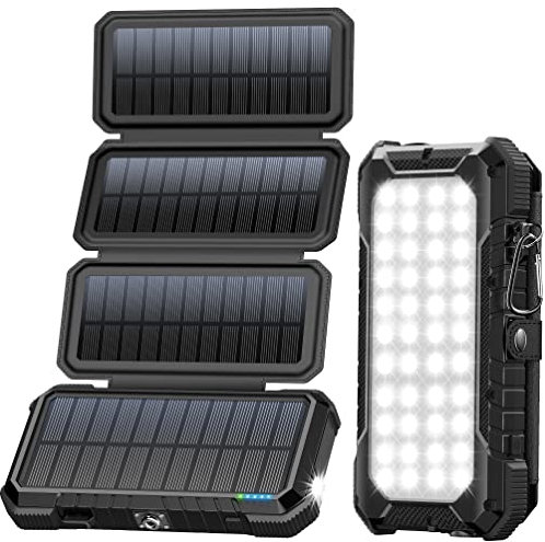 BLAVOR Power bank solare per cellulari 20000mAh Caricabatterie solare portatile da esterno con pannelli solari pieghevoli PD 18W Ricarica rapida Banche di alimentazione per cellulari USB
