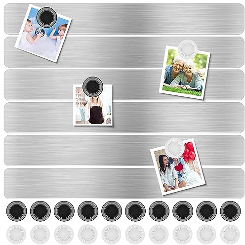 CUNQN Magnet Bulletin Board 6 Pcs Metal Magnet Boards Frameless Magnetic Stainless Iron Board Strip Display Board with 20 pcs Magnet Memo Strip for Office Home School, CQBXGGGT6US, Silver