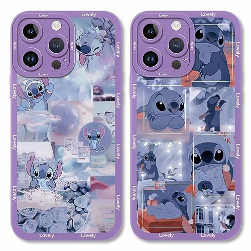 2 Pack Cute Cartoon Phone Case for iPhone 12 Pro Max Case 6.7,Girly Anime Funny Character Aesthetic Cases for Girls Boys Women,Soft TPU Shockproof Protective Funda for iPhone 12 Pro Max Cover Purple