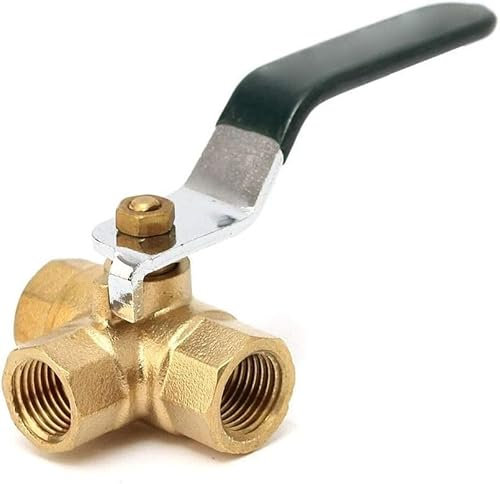 Vanne d'arrêt de robinet à tournant sphérique 1 pièces 1/4'' 3/8'' 1/2'' 3/4'' Robinet à tournant sphérique fixe en laiton, connecteur de filetage de port de type L/T complet à 3 voies, poignée d'adap