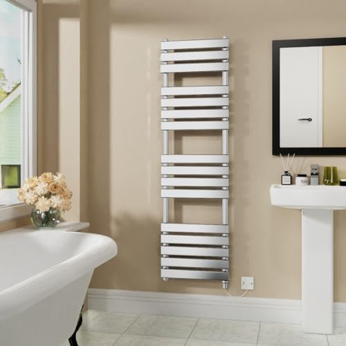 Warmehaus Electric Flat Panel Heated Towel Rail Chrome Bathroom Ladder Radiator Warmer 1600x450mm 800W