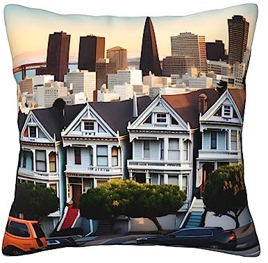 KoNsev San Francisco Wurfkissen, quadratisch, weich, für R Couch, Bett, Sofa, Bank, Stuhl, 45,7 x 45,7 cm