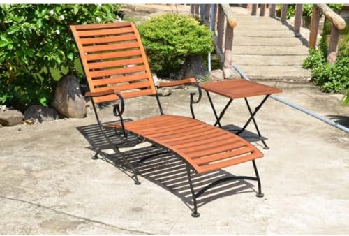 möbelando Gartenliege >Wien< in braun aus Eukalyptus - 64x89x136cm (BxHxT)