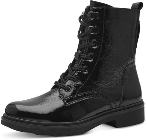 Tamaris COMFORT Damen Stiefeletten zum Schnüren mit Reißverschluss Herbst, Schwarz (Black Patent), 38 EU