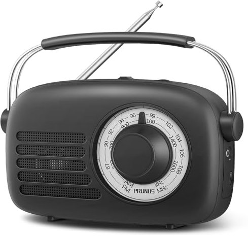 PRUNUS J-112 AM FM UKW Radio Klein, Tragbares Radio Batteriebetrieben oder DC 5V-Strom, Kofferradio Transistorradio mit Exzellentem Empfang, Einfaches Radio für Senioren.