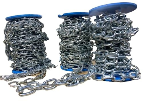 DIN 5685 Heavy Duty Hot Dipped Galvanised DIY Strong Short Link Steel Chain - 6mm Galvanised, 15 Meter
