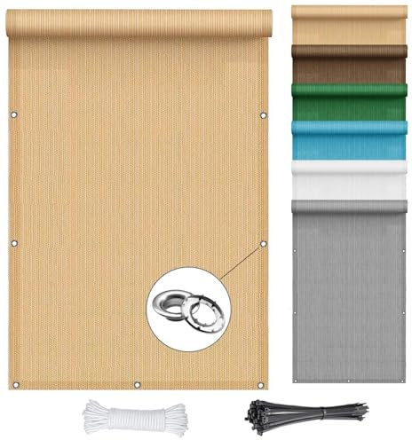 Toldo Vela de Sombra Rectangular 1 x 5 m Transpirable Toldo de Vela Parasol Lona Protector Protección Rayos UV para Terrazas, Patio,Exteriores, Jardín, Color Crema