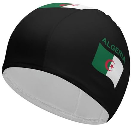 Bonnet de bain drapeau de l'Algérie confortable et imperméable pour garder les cheveux au sec Bonnet de bain unisexe