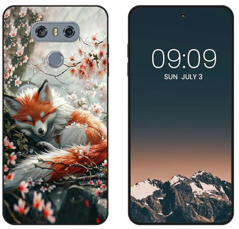 WUACYEAMING Funda Bonita para LG G6,Carcasa con Aesthetic Lindo Dibujos,Ultrafina Suave TPU Antigolpes Case Divertidas Diseño Negro-Zorro