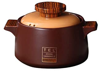 CNBYDK Ceramic cooking pot Ceramic Tureen Soup 4L Round Ceramic Pot Cooking Casserole/Clay Pot/Earthen Pot/Stew Pot Ceramic Cookware with Lid Heat-Resistant for Gift Box,Brown (