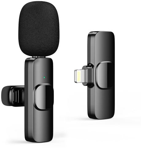 HZBWCO Micrófono de Solapa Inalámbrico para iPhone, 2,4 GHz Wireless Micro, Mini Micrófono Condensador Omnidireccional de Grabación de Vídeo para Entrevista Podcast Vlog Youtube Live Stream - 1 Mic