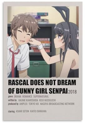 Anime-Poster Rascal Does Not Dream of Bunny Girl, Senpai, Anime-Poster, Wandkunst, Poster, Leinwanddruck, Poster, Kunstwerke, Raumdekoration, 30 x 45 cm, 4 Stück