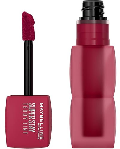 Maybelline New York, Super Stay Teddy Tint, Textura Suave e Intensidad de Color Modulable, 4 Formas de Aplique, Ligero en los Labios, Hasta 12h de duración, No Transfiere, Tono: Wild At Heart 50