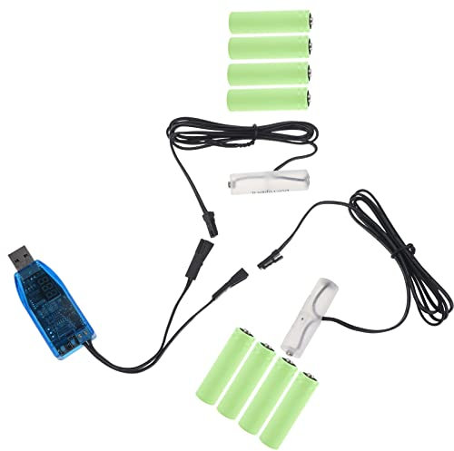 XINgjyxzk Eliminadores de batería de 1 a 2 USB a 1 5 V 3 V 4 5 V 6 V 9 V 12 V AA. Reemplace 1-8 pilas LR6 AA. Ajusta el voltaje del cable de alimentación