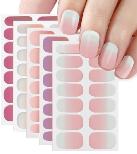 SGERUFZ 5 Fogli Smalto Adesivo Unghie Tinta Unita, Strisce Gel Nail Stickers, Smalto Stickers Unghie Nail Art Autoadesivi Unghie Decorazione DIY