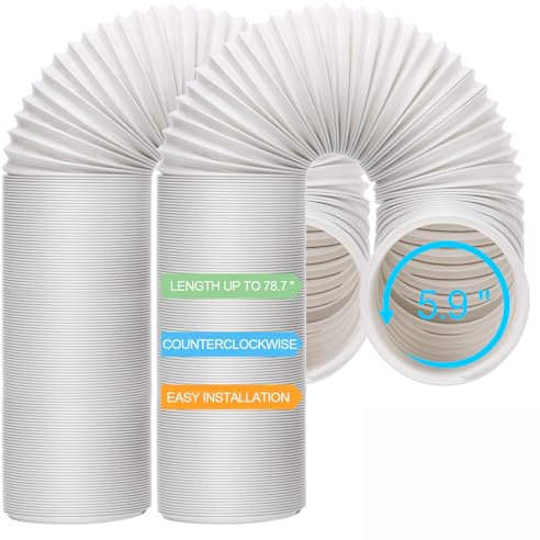 NEAGLORY Portable Air Conditioner Hose 2Pack - AC Hose with 5.9 Diameter, Anti-Clockwise Thread, Length up to 78.7 - Exhaust Hose for Portable AC Vent Compatible