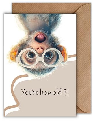 WBdesignz Geburtstag Karte mit Umschlag - Glückwunschkarte “You are how old?!” Affe - Gratulation zum Glückwunschkarte Geburtstag Lustige Geburtstagskarte Happy Birthday Karte(DIN A6)