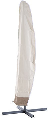 Outsunny Copri Ombrellone da Giardino Impermeabile, Copertura per Ombrelloni Rotondi da Ø396 cm o Quadrati da 304 cm con Cerniera e Laccio in Tessuto Oxford 600D, 220x56x56 cm, Beige e Caffè