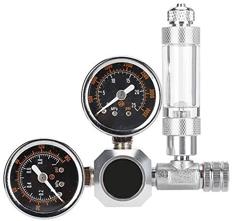 CO2 Aquarium Regulator,Aquarium CO2 Magnetic Solenoid Check Valve with Bubble Counter and Check Valve Dual Gauge Accurate Display,G5/8 W21.8 Interface for Aquatic Plant Growth