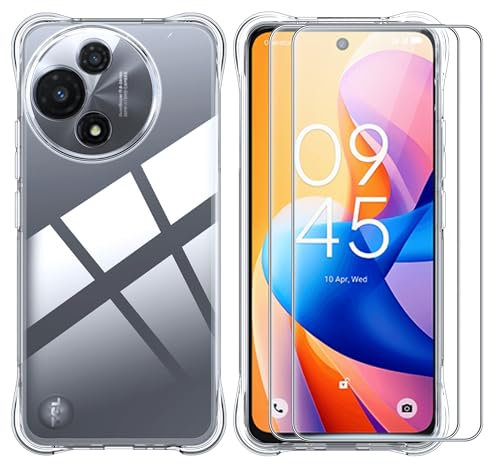 Effcotuo Coque pour TCL 60 R/TCL 60R 5G Case avec 2 Verre Trempé Protection écran Deux, Transparent Soft Etui Silicone TPU Cover Absorption de Choc et Anti-Scratch Housse étui