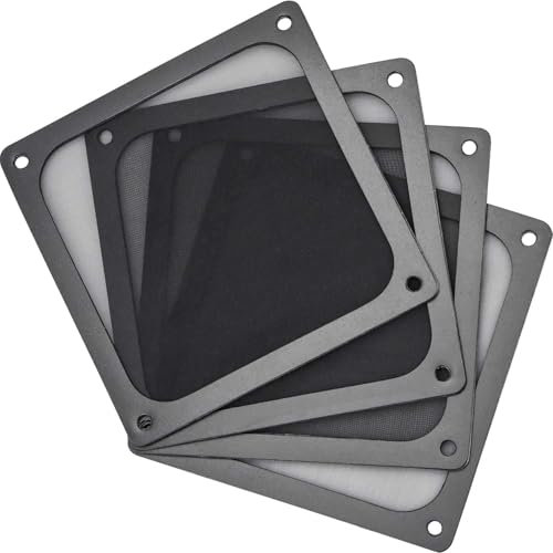 RWSRW Lot de 4 grilles d'aération 120 x 120 mm en PVC avec filtre à poussière ultra fin Cadre magnétique pour ordinateur PC imprimante 3D PS4
