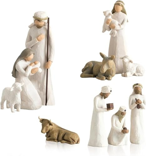 10-teiliges Krippenset Born Scene Willow-Tree Figur, Weihnachtskrippe mit Figuren, Figuren Krippe Harz