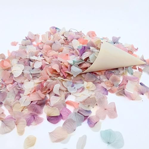 Vrai pétales d' Hortensia Séché 1 litre Rose Mauve Violet Ivoire Bleu, Confettis de Mariage Biodégradables en Fleurs séchées naturelles, Décoration, Petales a Jeter - Artisanat France