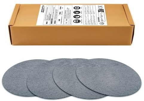 GZKTY 50 Pezzi Rete Dischi Abrasivi 150mm, Grana P60 P80 P12 0P180 P240, Per Levigatrice Orbitale da 150mm e Levigatrici per Legno per la levigatura di superfici dure, legno, stucco, vernice, metallo