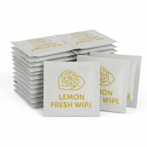 Lemon Fresh Wipes Individually Wrapped – 1000 Pack Wet Wipe Napkins for Hands & Face After Eating – Lemon Scented, Quick Dry, Hygienic Takeaway & Catering Wipes