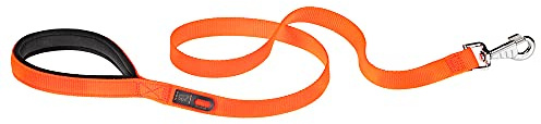 Ferplast Daytona G Guinzaglio per Cani Extraresistente - Morbida Impugnatura Imbottita - Pratico Porta Sacchetti Igienici - Antiabrasione - Design Italiano - 120 x 1,5 cm, Arancio