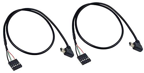 Duttek 90 Degree Mini USB to 5 Pin Motherboard Cable -50CM, Left Angle Mini USB Male to 5Pin Motherboard Female Cable (2 Pack)