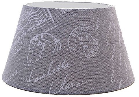 Dirk Davids Leuchten GmbH Lampenschirm für Tischleuchte in Rund Postmark Leinen Grau Text Weiß TL 40-30-22