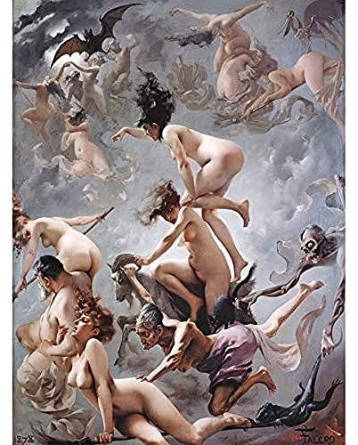 Fine Art Prints Falero Witches Going To Their Sabbath Gemälde, ungerahmt, Wandkunstdruck, Poster, Heimdekoration, Premium, 40,6 x 30,5 cm