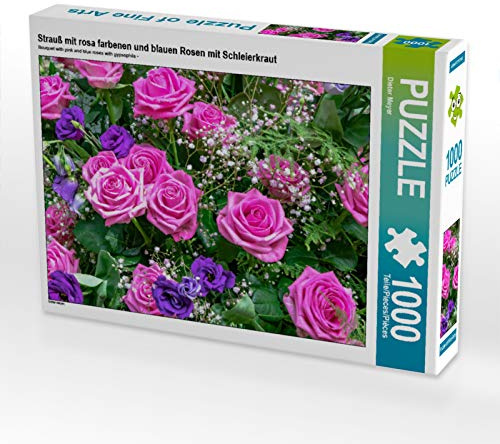 CALVENDO Puzzle Bouquet de Roses Roses et Bleues avec Baby's Breath 1000 Pieces 64 x 48 cm from Dieter Meyer